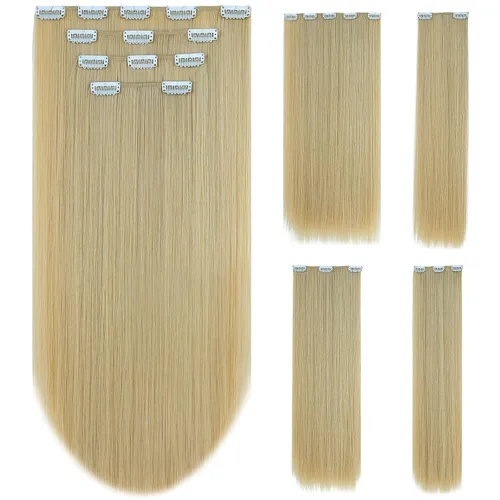 Vista 18 de Extensión de cabello negro oscuro, extensiones de cabello con clip de 22 pulgadas