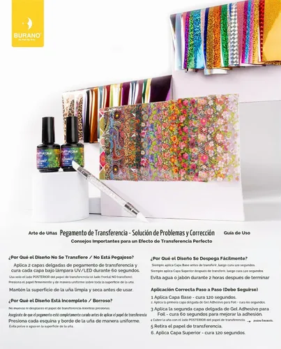 Vista 7 de BURANO Gel de pegamento para arte de uñas, 0.5 onzas líquidas, 2 botellas con 60 calcomanías de láminas, diseño de uñas, arte de transferencia
