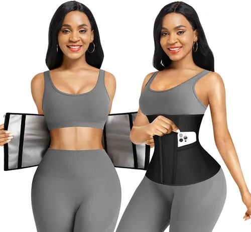 Vista 2 de Wonder-Beauty Entrenador de cintura para mujer, corsé con control de abdomen, entrenador de cintura, talla grande con 8 huesos de acero y bolsillo