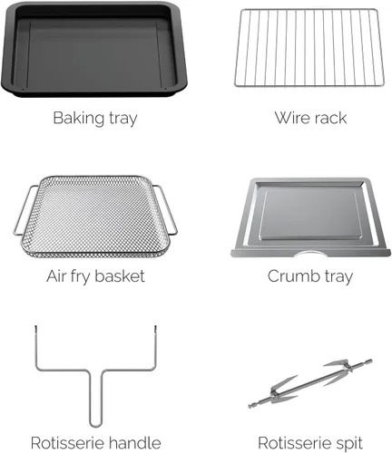 Vista 7 de MOI Horno tostador con freidora de aire de 1700 W, horno tostador de convección con 12 ajustes preestablecidos, hornos de encimera para hornear