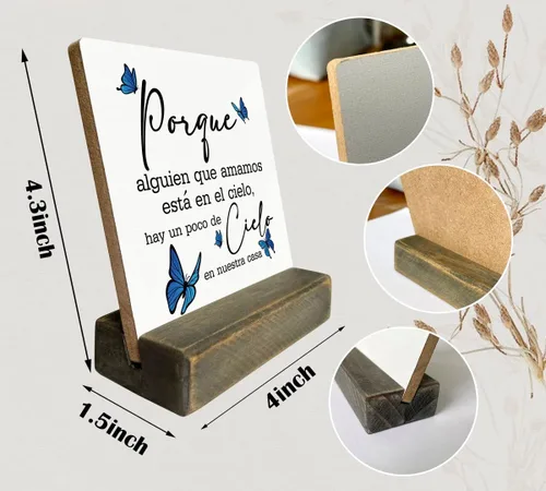Vista 2 de Placa de madera de condolencia, regalo religioso español para la pérdida de un ser querido, soporte de madera, letrero de estilo español, regalo