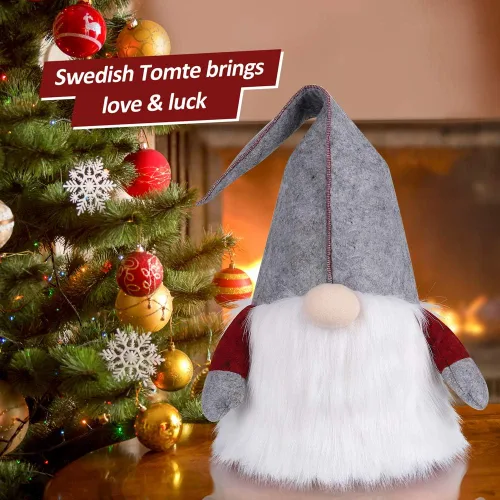 Vista 2 de D-FantiX Adorno de Gnomo para la Copa del Árbol de Navidad, 25 Pulgadas Gran Gnomo Sueco Tomte Adornos de Navidad Gnomos de Papá Noel de Peluche