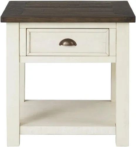 Vista 13 de Martin Svensson Home Mesa auxiliar de madera maciza, color negro con tapa marrón