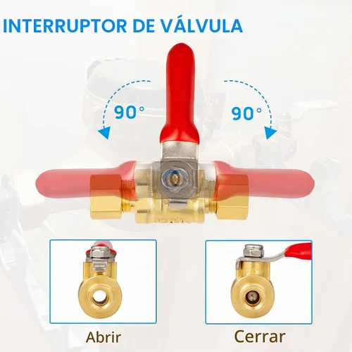 Vista 3 de Mini Válvula de Bola de Latón Sin Plomo con Interruptor de Cierre, Conexión de Compresión de 1/4 pulgada por Conexión de Compresión de 1/4 pulgada