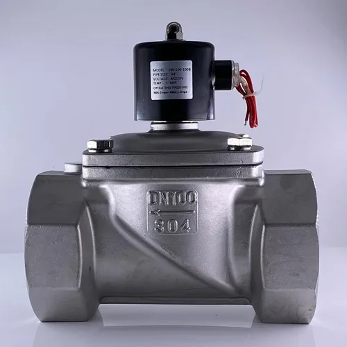 Vista 5 de DN100 4in 304 Stainless Steel Normally Closed Solenoid Valve AC220V DC24V Two-position Two-way Water Valve 1Pcs(24VDC_NBR 80 CELSIUS)
