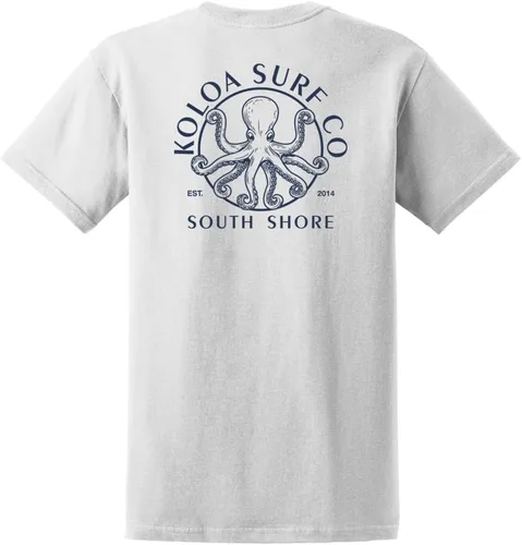 Vista 56 de Koloa Surf - Camisetas de algodón pesado para hombre, tallas grandes y altas Azul acuático/negro buscando diseño de ondas