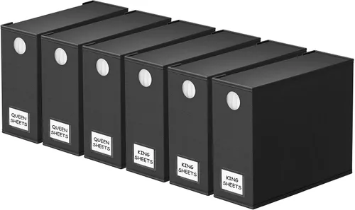 Vista 18 de SpaceAid Paquete de 6 Organizadores y Almacenamiento de Sábanas de Cama, Organizador de Sábanas Plegable con Ventana para Armario de Ropa Blanca