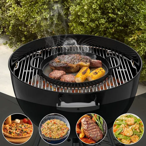 Vista 6 de onlyfire Plancha de hierro fundido con asas para el sistema Weber Gourmet