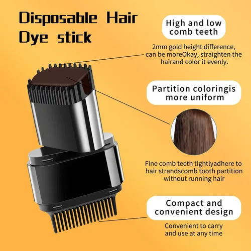 Vista 4 de Cepillo de tinte para el cabello, barra de color de cabello, peine portátil de tinte para el cabello para cobertura de cabello gris, impermeable y a