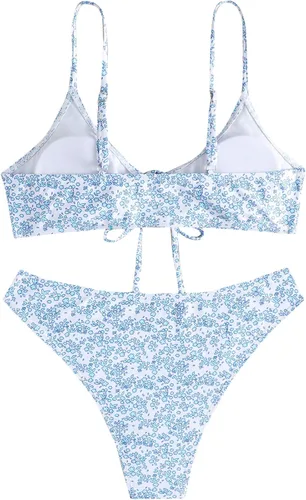 Vista 2 de SOLY HUX Traje de baño de 2 piezas con estampado floral para mujer