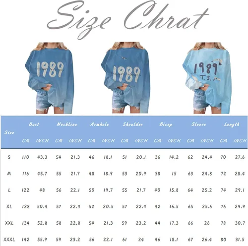 Vista 5 de Taylor - Sudadera para mujer 1989 con estampado de letras Swift con cuello redondo y manga larga, holgada, cómoda, casual