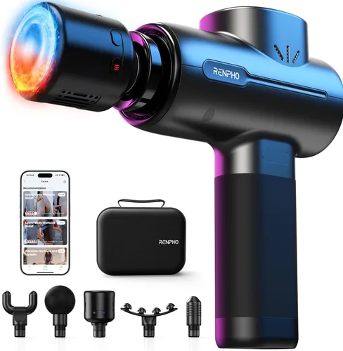 Vista 11 de RENPHO Active+ Pistola de masaje, cursos guiados controlados por aplicaciones, Bluetooth Negro mate