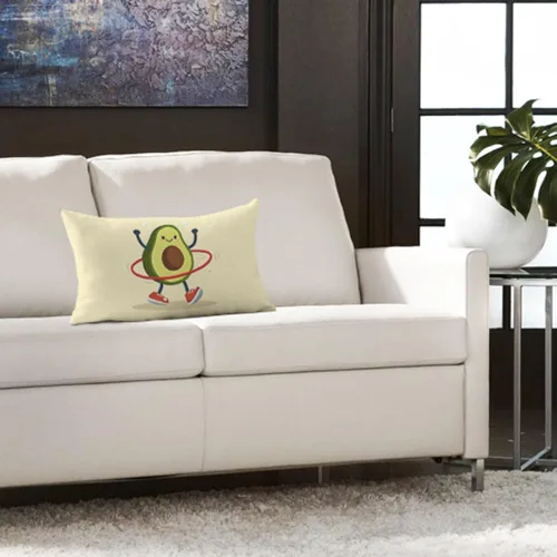 Vista 2 de AOYEGO Funda de almohada decorativa 12x20 pulgadas con diseño de aguacate haciendo ejercicio con aro hula hoop, fundas de almohada rectangulares
