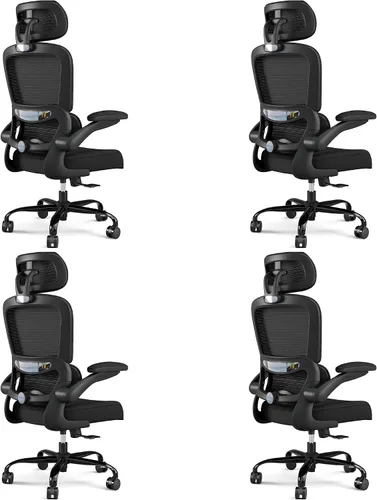Vista 29 de TRALT - Silla de oficina ergonómica con soporte lumbar, color beige, 1