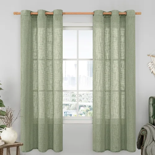 Vista 187 de LAMIT Cortinas de lino marrón caramelo para sala de estar, 84 pulgadas, de lino sintético, texturizado, filtrante de luz, paneles de privacidad