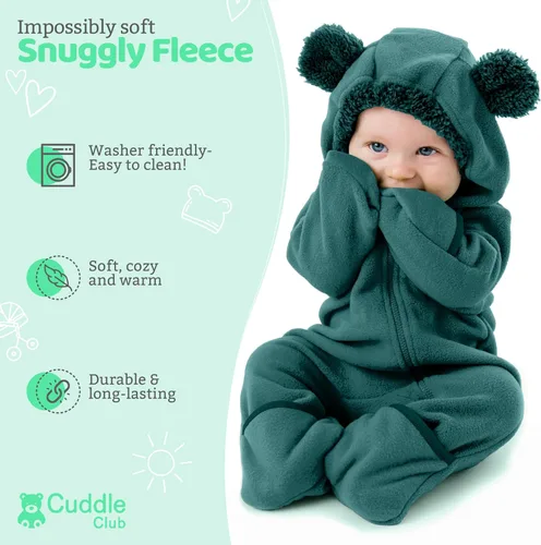Vista 8 de Enterizo de vellón para bebé, rómper de una sola pieza con capucha para niños, ropa para exteriores, chaqueta infantil