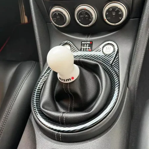 Vista 3 de Accesorios manuales del ajuste de la cubierta del panel del cambio de engranajes del estilo de la fibra de carbono para Nissan 37
