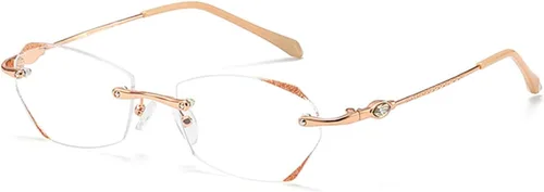 Vista 9 de TERAISE Gafas de lectura sin marco para mujer con bloqueo de luz azul, lentes sin montura de corte de diamante de moda