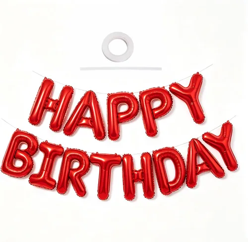 Vista 40 de TONIFUL Pancarta de Globos Negros de Feliz Cumpleaños de 16 Pulgadas con Letras de Papel de Aluminio Mylar, Cartel Banderín Reutilizable
