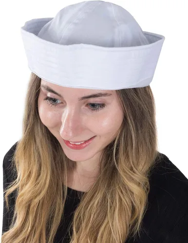 Vista 7 de Sombreros de fiesta divertidos para adultos y sombrero de marinero de algodón blanco - sombreros de fiesta náutica - sombreros de vestir marinero