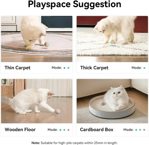 Vista 5 de Cheerble Juguete interactivo de bola para gatos, bola malvada M3, juguetes interactivos automáticos para gatos de interior con 3 modos, juguetes