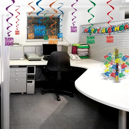Vista 4 de Beistle 10 piezas de plástico metálico colorido feliz cumpleaños colgantes espirales espirales decoraciones de fiesta