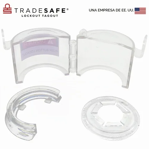 Vista 7 de TRADESAFE Bloqueo de la cubierta del botón de parada de emergencia: cubierta redonda transparente para interruptor de botón, diámetro de orificio