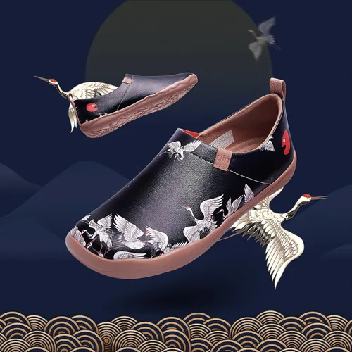 Vista 2 de UIN - Zapatos para caminar y viajar para mujer, mocasines informales de microfibra, ligeros, cómodos, sin cordones, con estampado a la moda