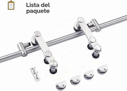 Vista 7 de EaseLife Kit de riel de acero inoxidable de 5 pies para puerta corrediza de granero, resistente, antioxidante, anticorrosión, se desliza suavemente