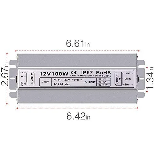 Vista 7 de Idealy - Fuente de alimentación LED de 100 W, 12 V CC, IP67, impermeable, transformador de bajo voltaje, adaptador de controlador LED, convertidor