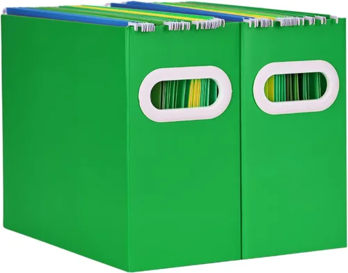 Vista 12 de Organizador de archivos colgante, organizador de carpetas de archivos de cartón para tamaño carta, caja de almacenamiento de documentos