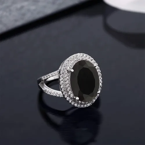 Vista 5 de Gem Stone King Anillo de plata de ley 925 con piedra natal ovalada de 0.55 x 0.39 pulgadas para mujer, anillo de compromiso de boda, aniversario
