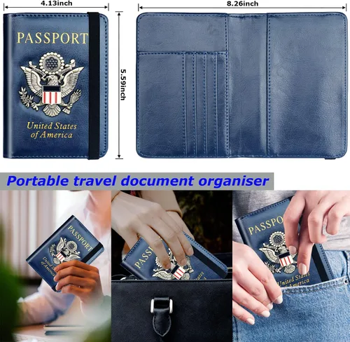 Vista 5 de Herain Soporte para pasaporte, cartera para pasaporte, funda para pasaporte, accesorios de viaje, funda de metal para pasaporte, libro de pasaporte