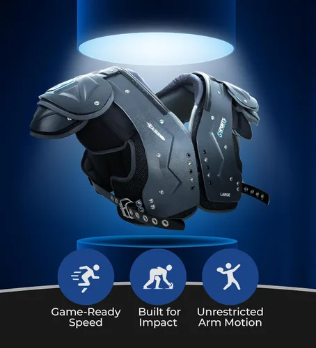 Vista 3 de Sports Unlimited Adult Football Shoulder Pads, Mens Shoulder Pads for Football (Stealth/Xcalibur)