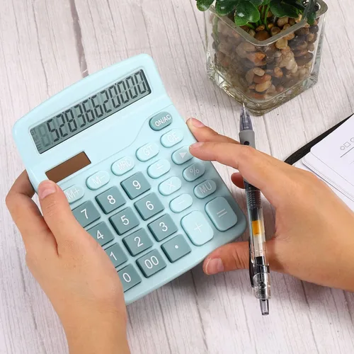 Vista 7 de PATIKIL Calculadora de escritorio, pantalla LCD grande de 12 dígitos, batería solar, doble potencia, función estándar, calculadora electrónica