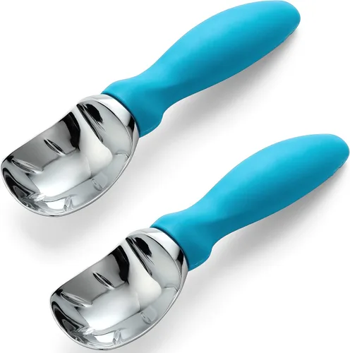 Vista 38 de Spring Chef - Cuchara para helado rosa de alta resistencia con mango suave, cuchara profesional para helado, cuchara de metal para masa de galletas