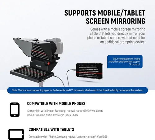 Vista 8 de NEEWER X11 2 en 1 Teleprompter 11" con monitor, compatible con duplicación 2-Negro