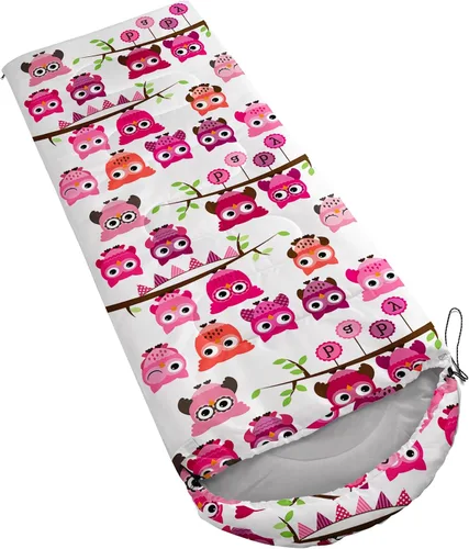 Vista 4 de AILONEN Saco de dormir de campamento de dibujos animados para niños y niñas, adultos, ligero e impermeable, 3 estaciones, clima cálido y frío