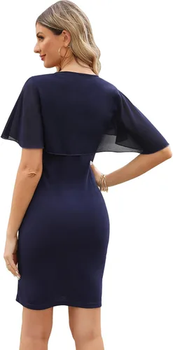 Vista 2 de HELYO Vestido de gasa para mujer, vestido de verano elegante con cuello redondo, fiesta de noche, cóctel, vestido de tubo ajustado 891