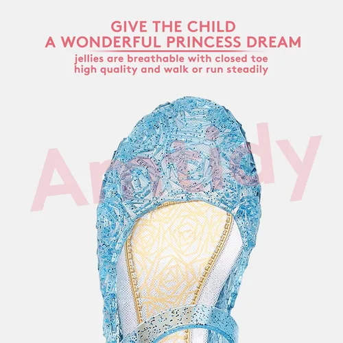 Vista 2 de Zapatos bajos tipo princesa inspirados en disfraces de Frozen, Elsa y reina de nieve, para niñas, sandalias para cumpleaños