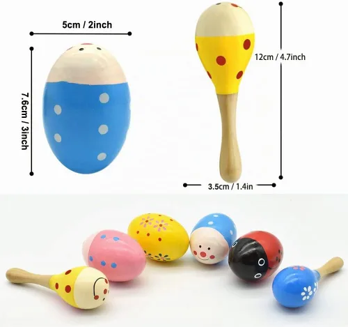 Vista 6 de Huevos de Pascua de madera agitadores juguetes, 4 huevos con 2 martillo