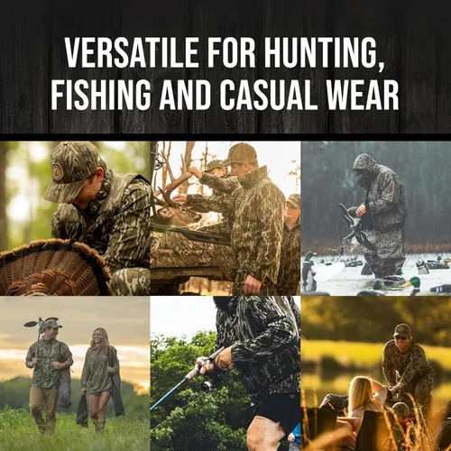 Vista 7 de Camisas Mossy Oak de caza para hombre, de manga larga, con camuflaje Bottomland