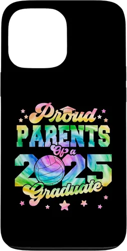 Vista 23 de iPhone 16 Parents of a 2025 Graduate Tie Dye Graduation VolleyBall Case