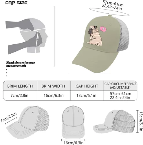Vista 4 de Dad Hats Pug Dog Dad Hats, Graphic Hats for Women