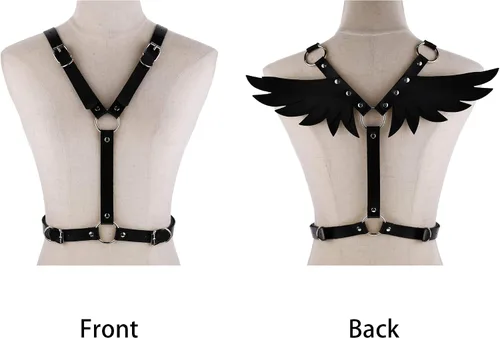 Vista 5 de FM FM42 O Ring Waist Belt Body Caged Harness with Back Angel Wings (16 Colors)