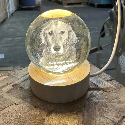 Vista 9 de Bola de cristal personalizada con foto LED, luz nocturna para dormitorio, oficina, decoración de regalo, boda, pareja, padres, fotos de mascotas