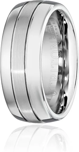 Vista 2 de Triton - Alianza de boda de tungsteno cepillado de 0.315in para hombre