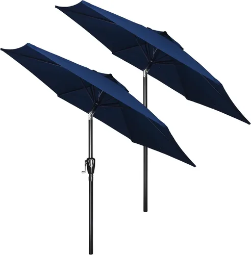 Vista 19 de HealSmart Sombrilla de patio de 7.5 pies con botón de inclinación/manivela, sombrilla de mesa al aire libre, 6 varillas resistentes para jardín