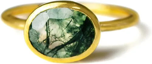 Vista 87 de Oval Birthstone Ring Bezel Set in Vermeil Gold, Sterling Silver, or Rose Gold, Stacking Birthstone Ring [rOMB]