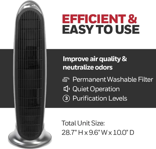 Vista 3 de Honeywell HFD-120-Q QuietClean Purificador de Aire con Filtros Lavables Permanentes, Habitaciones Medianas (170 pies cuadrados), Negro